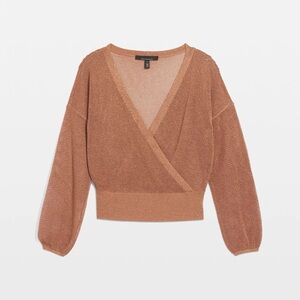 Bronze Shimmer Surplice Sweater